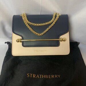 Strathberry Navy and Cream Women's Bag🦋🦋
